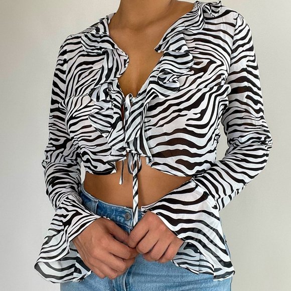 Zebra Chiffon Top NWT - Picture 3 of 3